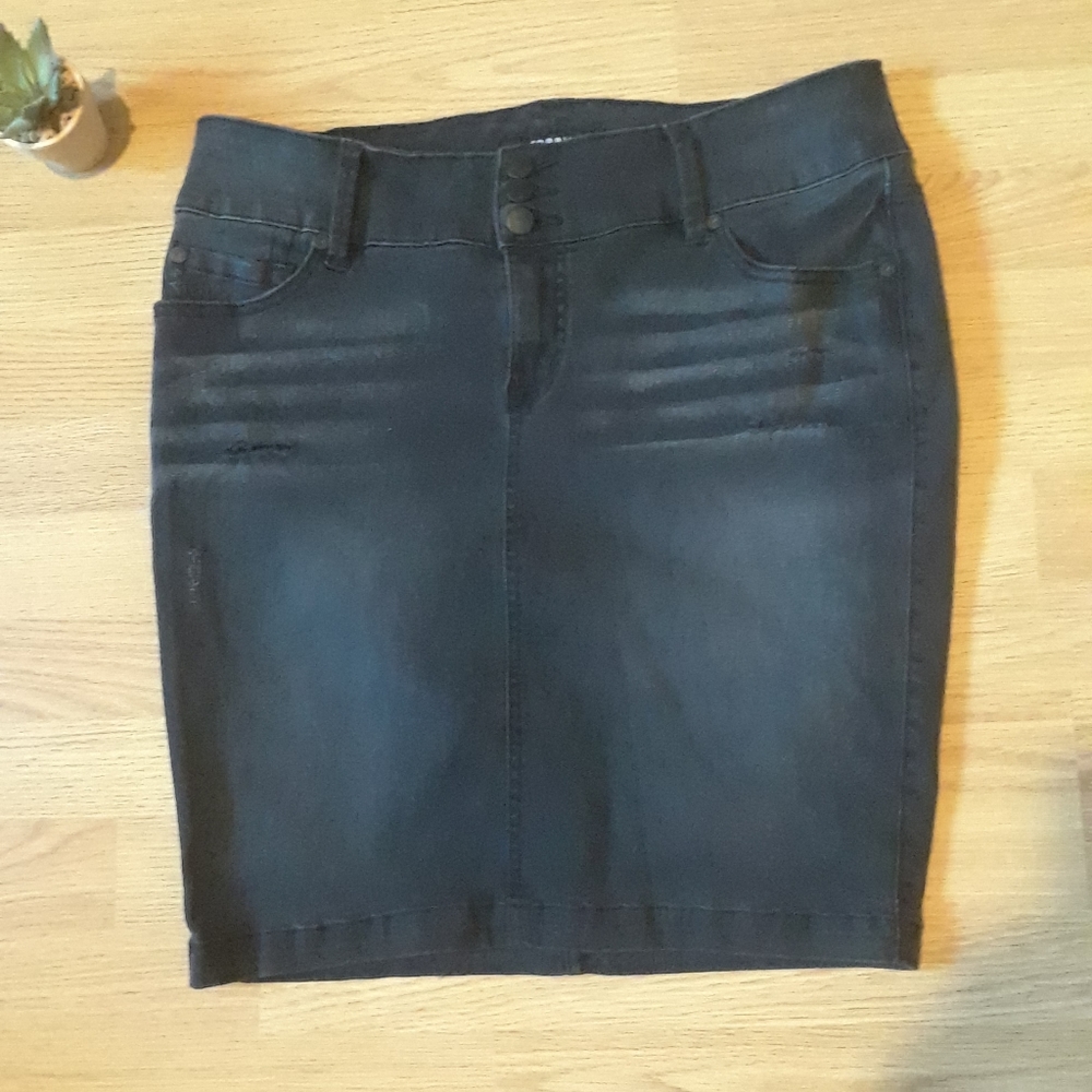 Torrid Distressed Stretch Jean Skirt